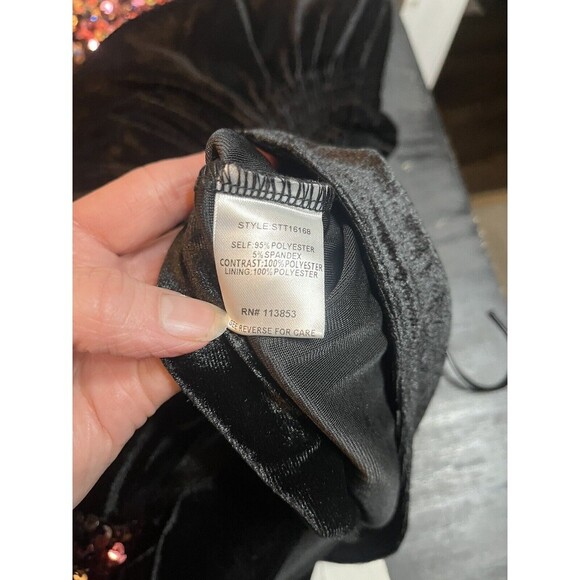 Sugarlips Mira Velvet Mock Neck Top Black Mult sequin x small New with Tags - Picture 7 of 7